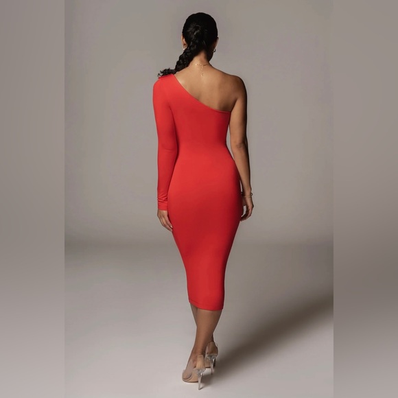 Jluxbasix Red Em One Shoulder Basic Dress - Picture 3 of 4